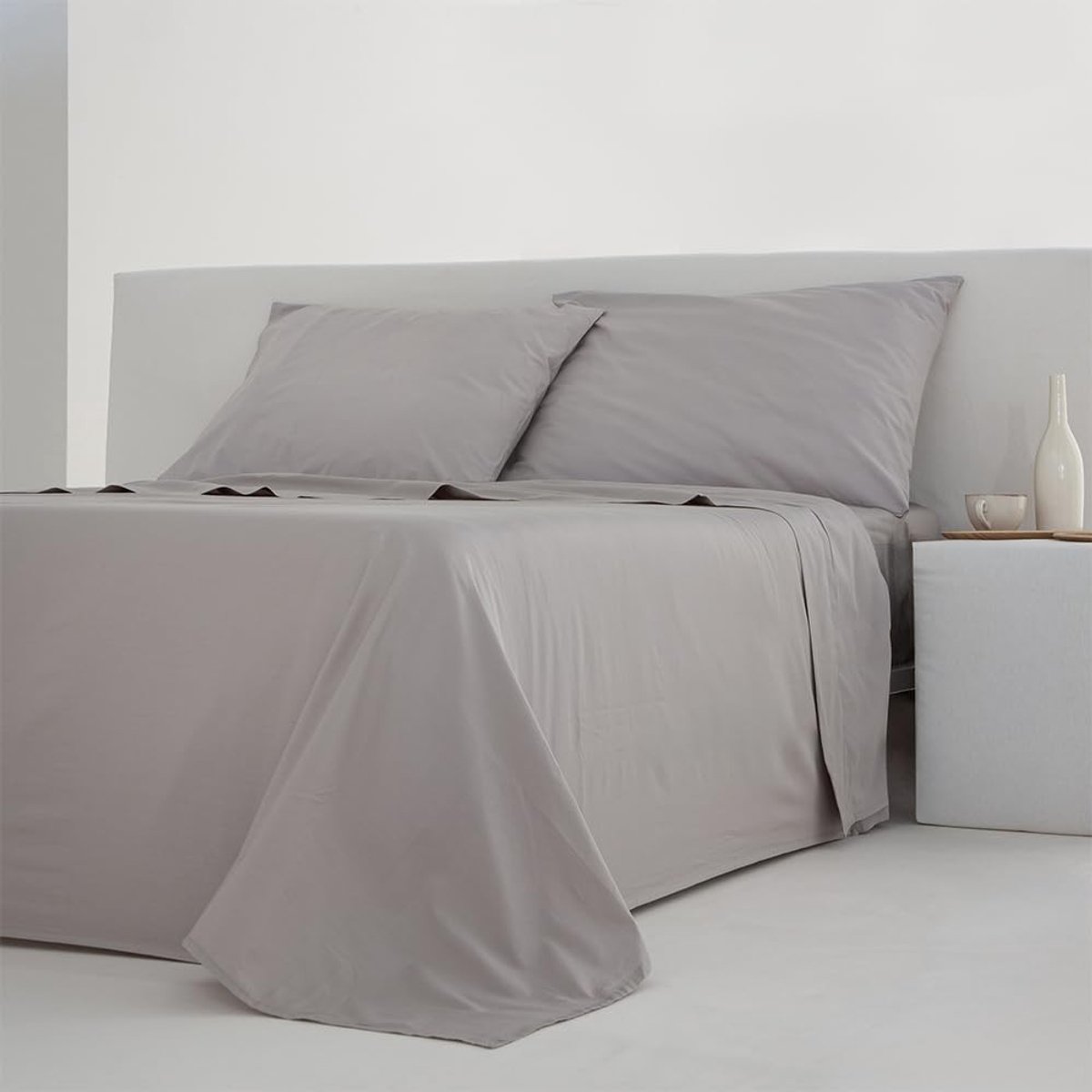 Omgoods - Bedlinnen Set 150 x 190/200 cm Grijs van 100% Katoen Percale