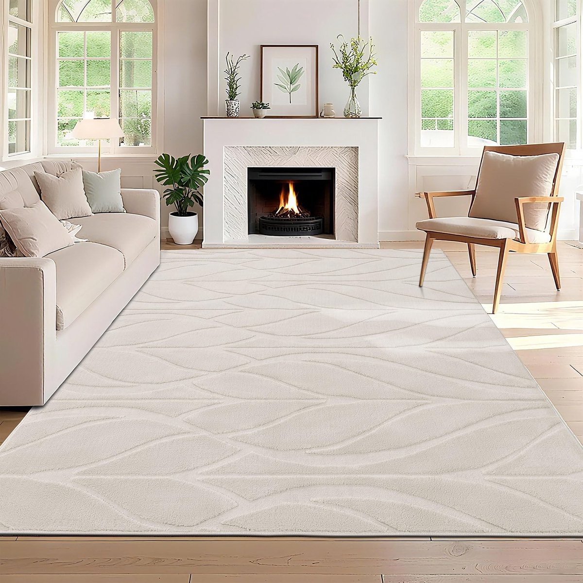 Omgoods - Fluffy Wasbaar Tapijt 120 x 160 cm - Modern Beige Lounge Rug