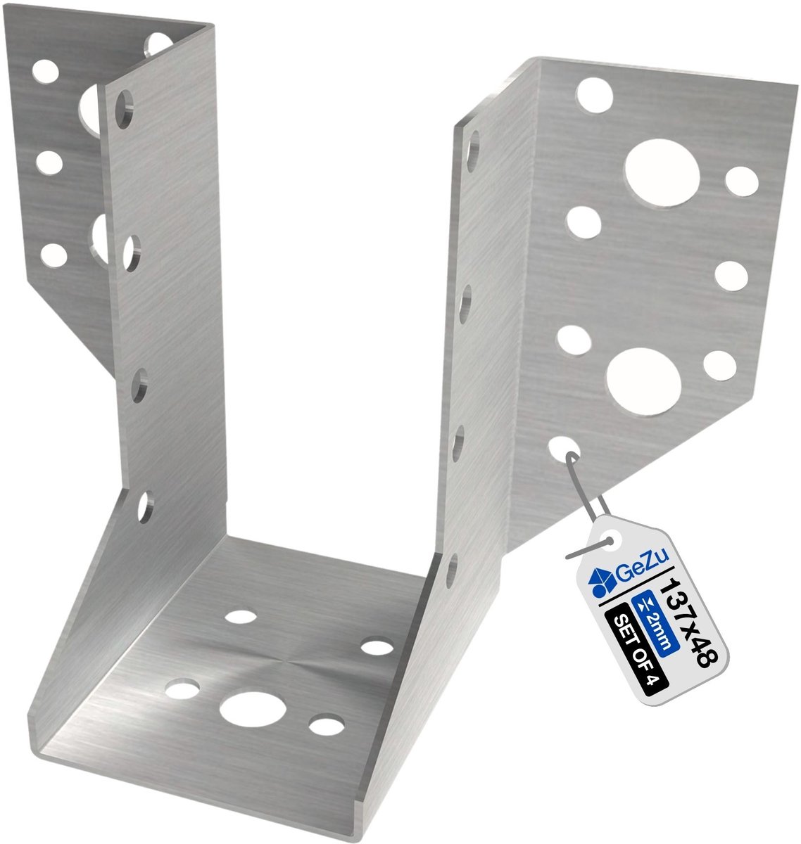 GeZu Impex Balkdrager Type A Verzinkt 48 x 137 x 2 mm Set von 4 Raveeldrager Balkschoen Balkverbinding