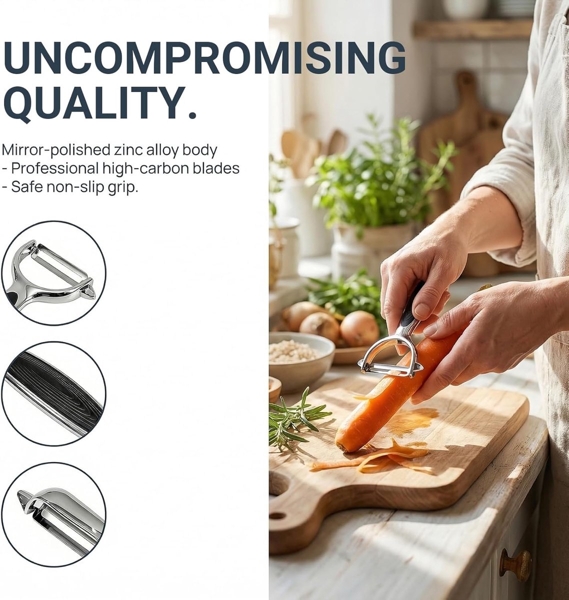3 stuks I-vormige groenteschiller van roestvrij staal, professionele groenteschiller, dunschiller, aardappelschiller en appelschiller voor keuken, groenten en fruit, veelzijdige dunschiller voor