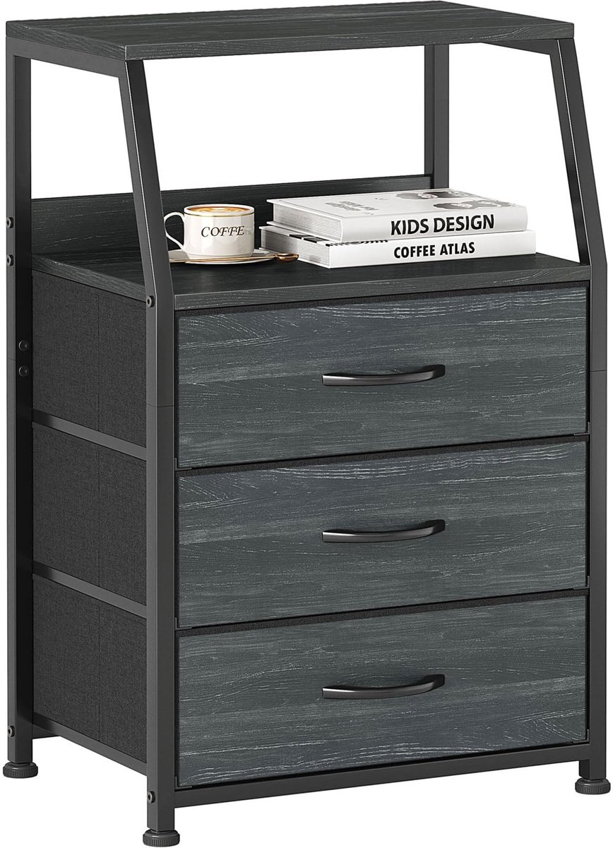 Omgoods - Bedside Table met 3 Lades - Compacte Nachtkastje met Opbergruimte