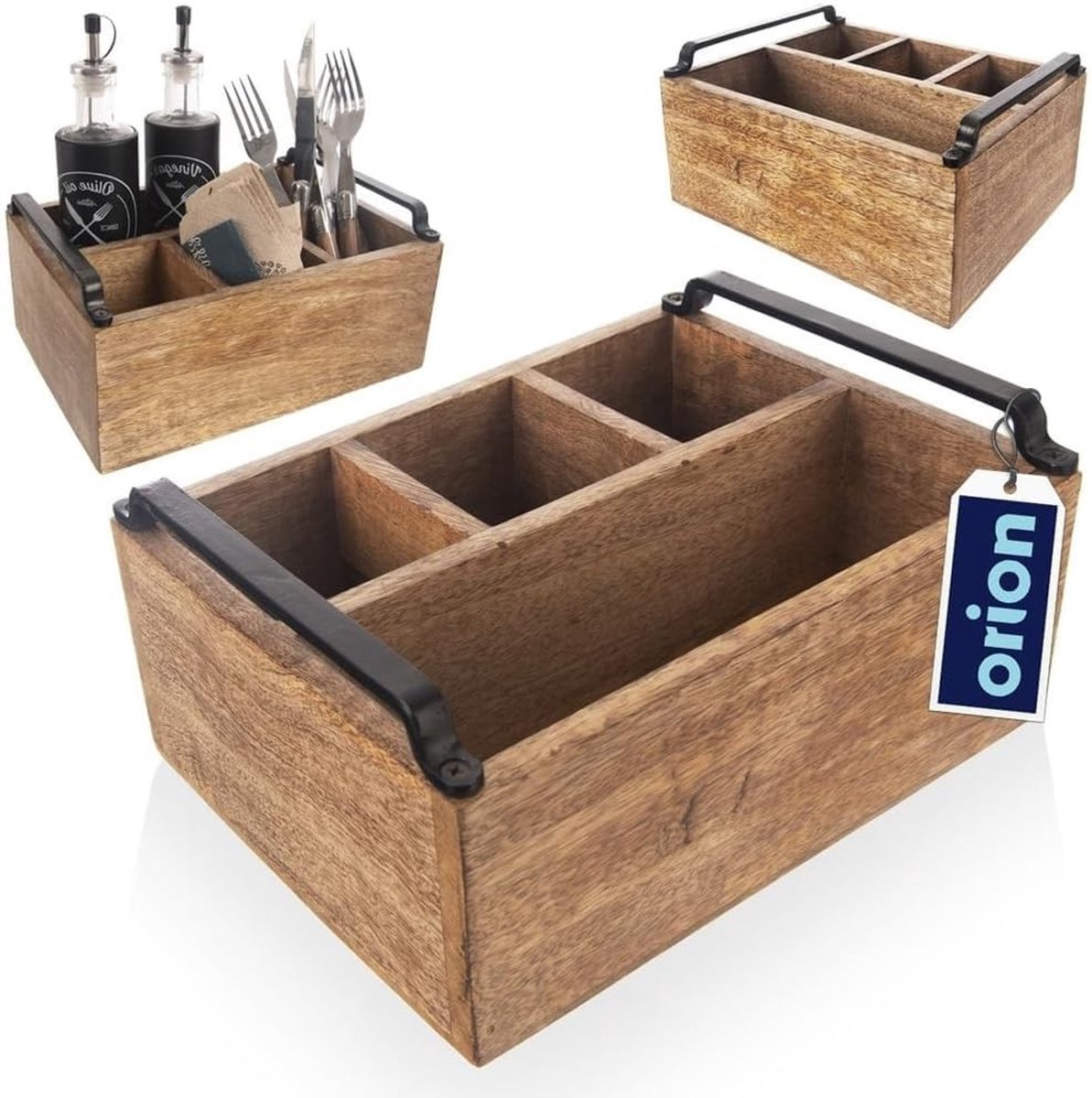 Omgoods - Houten Bestekhouder met 4 Compartimenten