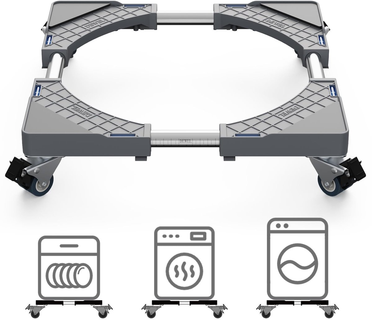 Omgoods - Koelkast Stand met 4 Vergrendelbare Wielen - Voor Wasmachine en Droger