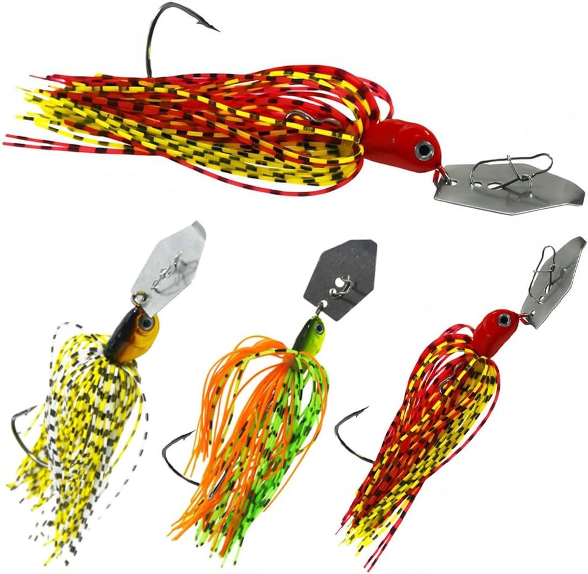 Visaas-set, 10 g, rubberen visjes, spinner, aas, jigspinner, roofvis, aas, basaas, vishaken, visaas voor forel, baars, snoek en andere