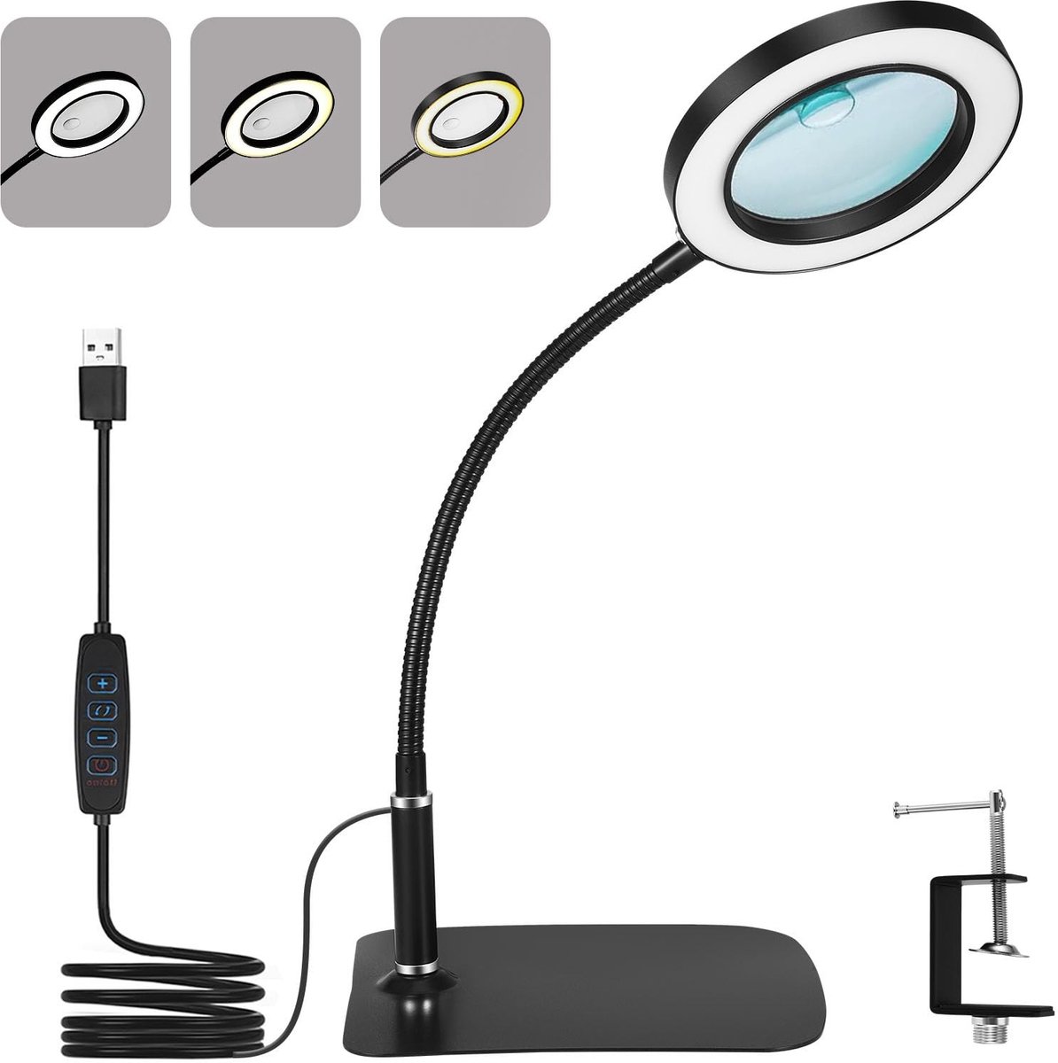 Omgoods - Magnifier met Licht en Klem - 10X/20X Vergroting voor Precisiewerk