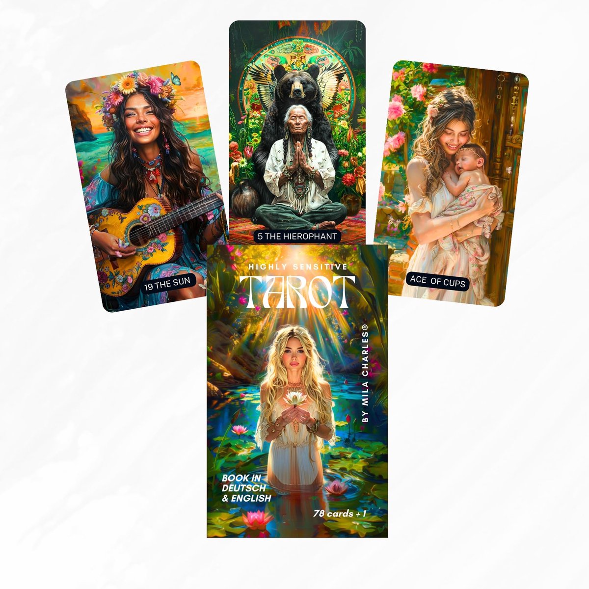 Omgoods - Highly Sensitive Tarot - Heartlight Edition 78 kaarten met gouden rand, tweetalig