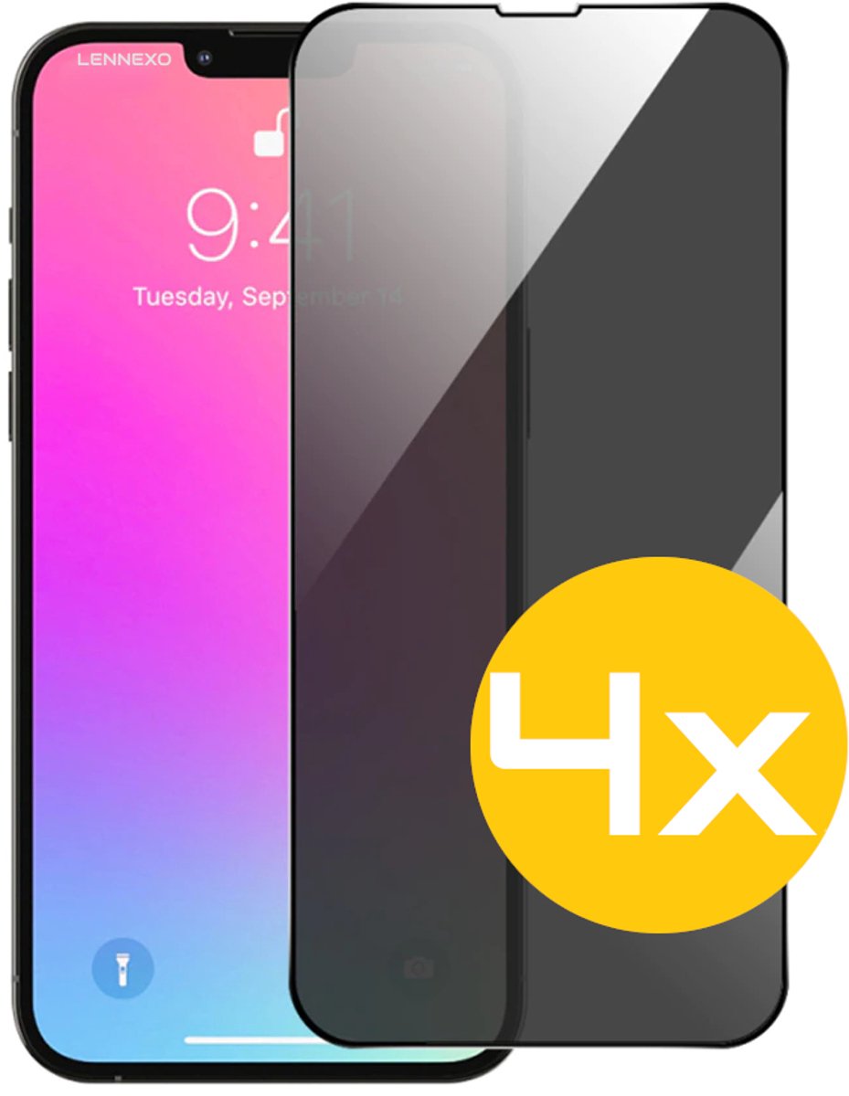 Privacy Screenprotector Geschikt Voor iPhone 12 / 12 Pro - Volledige Beschermglas - 4 Stuks