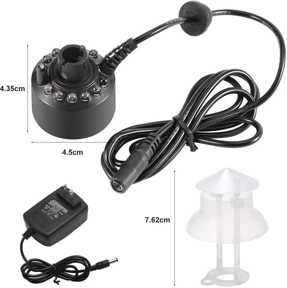 SnelShoppen - Ultrasonische Nebulizer Mistmaker met 12 LED Tricolor Gradient, Verwijderbare Water Splash Guard voor Tuin, Vijver, Kantoor en Feest thumbnail 3