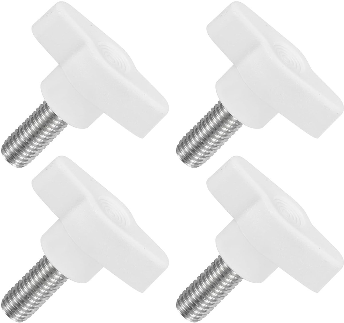 4 stuks T-vleugelgrepen met vlinder, spanknop schroef M8 x 20 mm buitendraad schroeven roestvrij staal 304 handvat 36 mm diameter voor reserveknop, wit