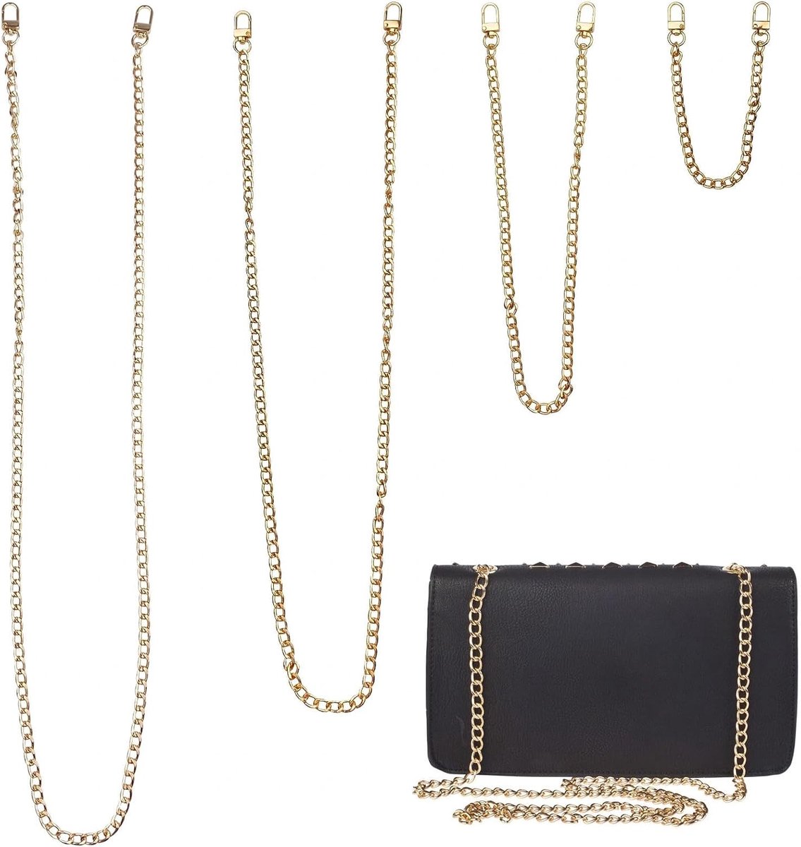 4 stuks tasketting, metalen handtasriem