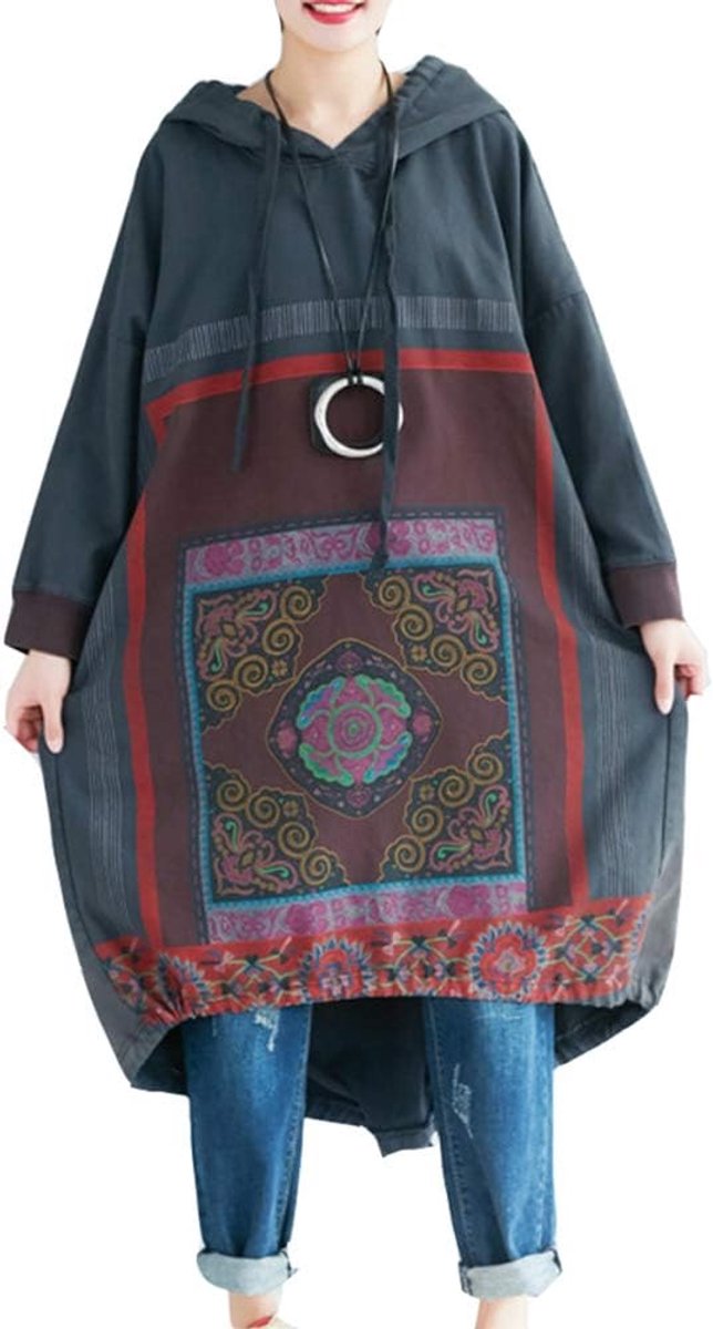 Dames Hoodie Jurk Pullover Oversize Capuchonpullover Lange