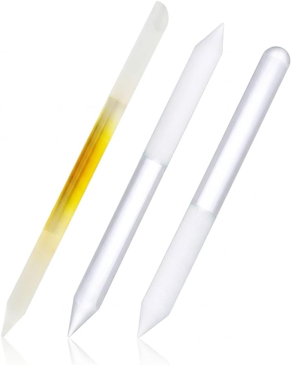 Set van 3 professionele nagelriemduwers - glas - dubbelzijdige punt - voor manicure en pedicure - SnelShoppen