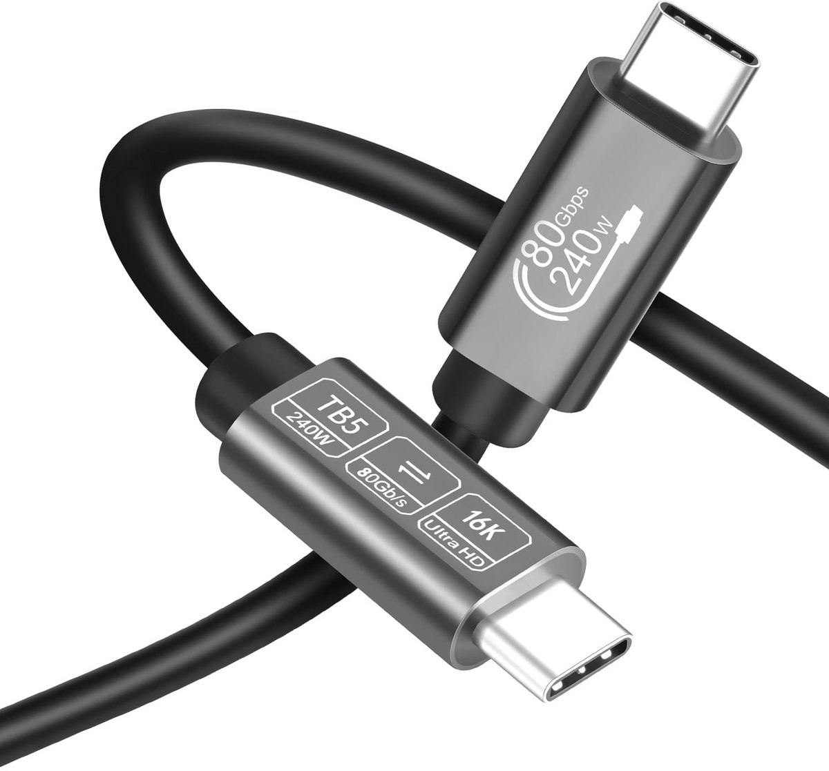C Thunderbolt 5 kabel, Pd 240W oplaadkabel 80Gbps datakabel, 16K / 8K