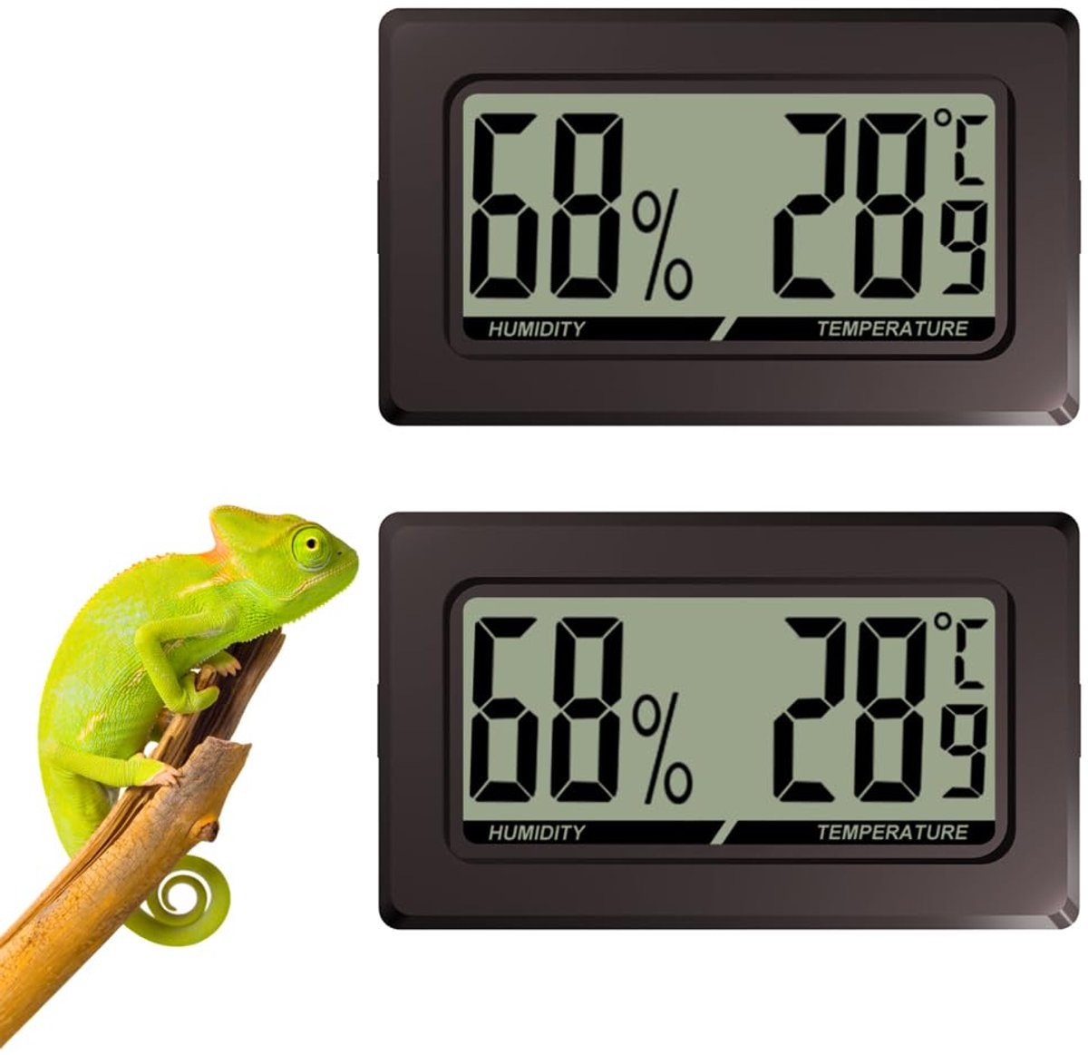 thermometer/hygrometer voor reptielen terrarium, rechthoekige vorm