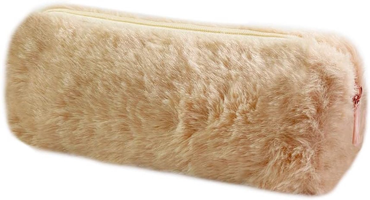 SnelShoppen - Plush Pennen Etui voor Meisjes - Zacht Pluche Schattig Pennen Etui voor School & Kantoor Velvet Opbergtas, Bruin, One Size, Schattig