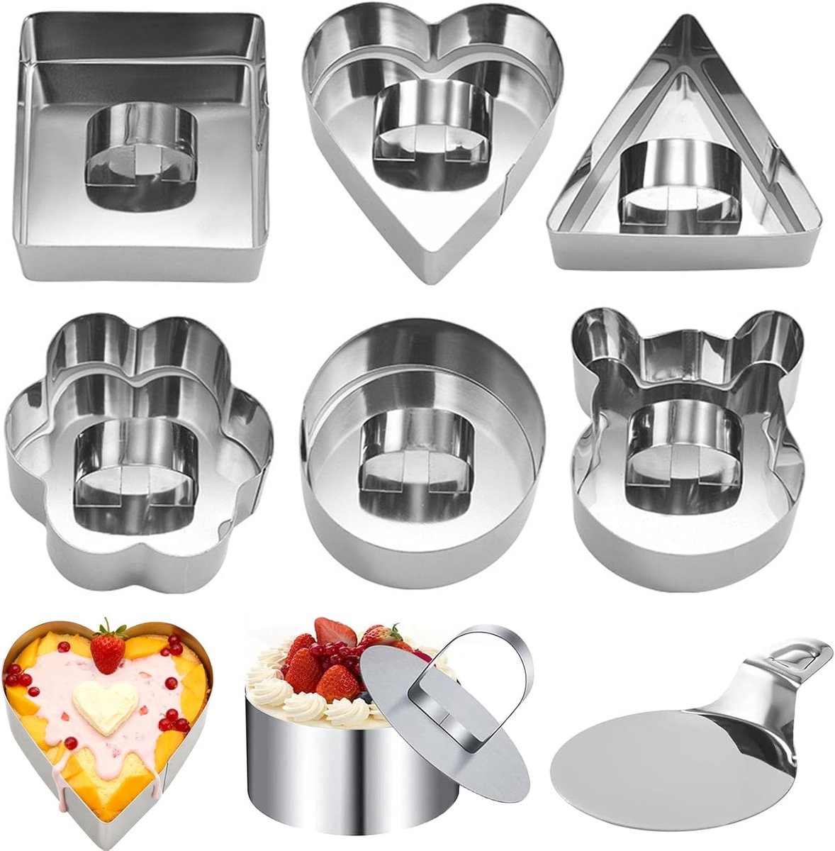 6 stuks taartringen, dessert, 8 cm, herbruikbare serveerringen