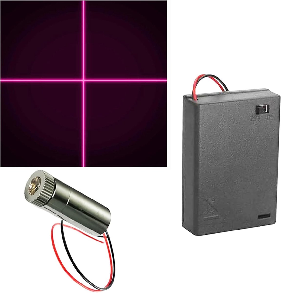 1 stuks 405nm 3-5V paars laser kruis module diode met driver kunststof lens + 1 stuks AA batterijhouder