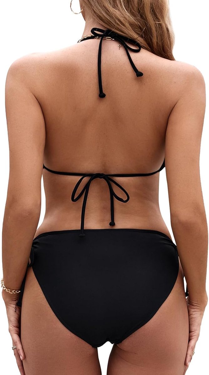 Bikiniset, driehoekige tanga, badpak, bloemenpatroon, V-hals