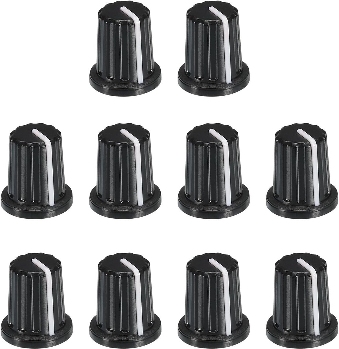 Potentiometer draaiknop ABS gitaar knop voor elektrische gitaren versterker stereo-installaties bas 6mm D-type as 270° zwart 10 stuks
