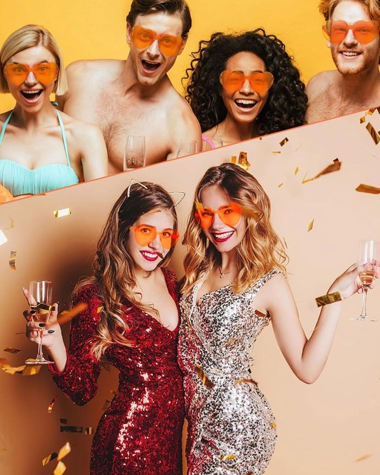 zonnebril, veelkleurig, randloze hartvormige bril, modieus, oversized mode, zonnebril, eyewear voor vrouwen, oranje, aperol — afbeelding 5