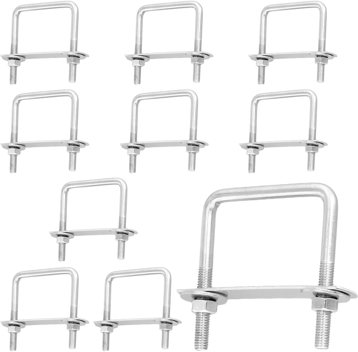10 stuks U-schroeven M8 roestvrij staal, 65 x 80 mm, U-bouten