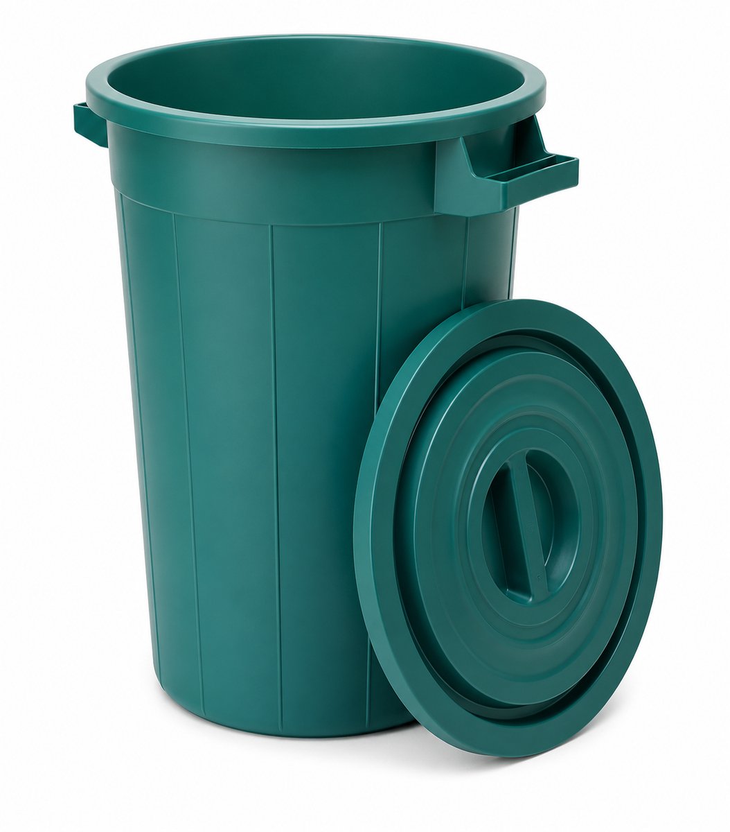 Buitenprullenbak - 75 liter - Afvalbak buiten - Afvalton met deksel - Vuilnisbak - Afvalemmer - Groen