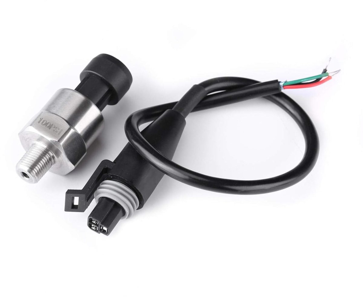 Druksensor, 1/8 NPT 5V oliedruksensor, 100 psi, roestvrij staal, luchtdrukomvormer voor water, olie, brandstof, gas (100 psi)