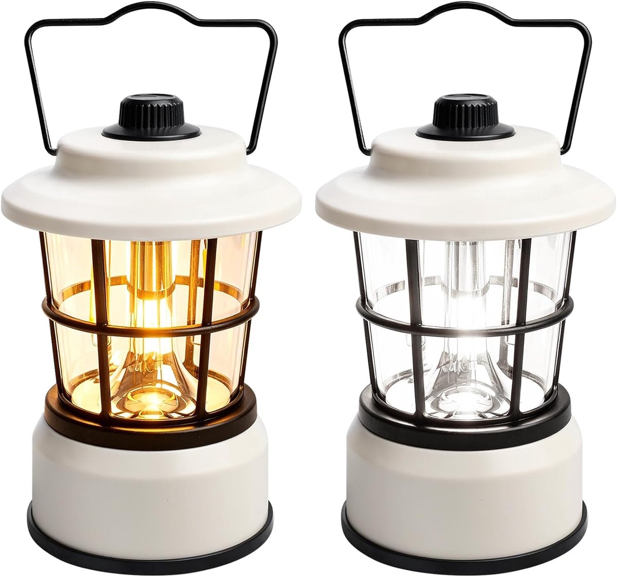 led-campinglamp, 2 stuks, dimbaar, werkt op batterijen, waterdichte campinglantaarn met retro design, campinglicht voor wandelen, vissen, noodgevallen en uitval