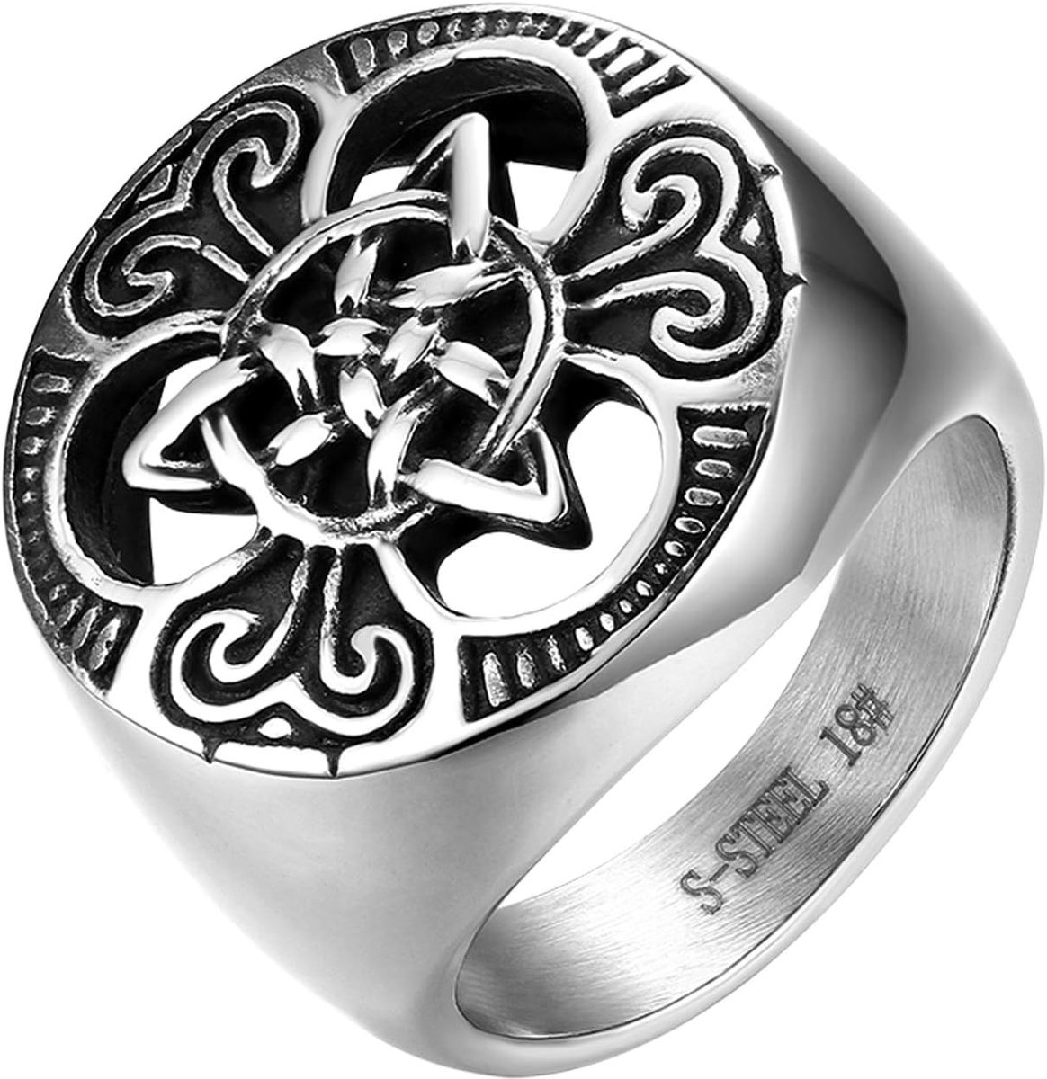 Sieraden herenring, roestvrij staal Keltische knoop triquetra Ierse