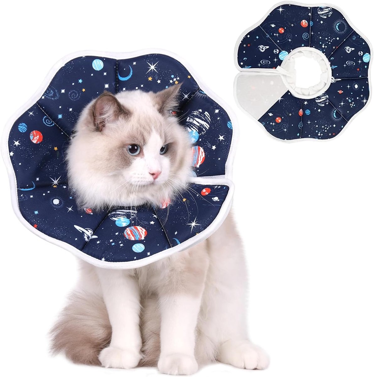 Kattenkraag Planetenprint (Maat S), Verstelbare Herstelkraag voor