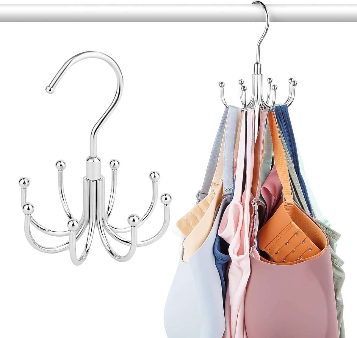 SnelShoppen - 2 Stuks Riemhouder Kastopberger Sjaal Hanger Riem Hanger, Draaibare Metalen Ruimtebesparende Kledinghanger Klem Organiser Handtas voor S