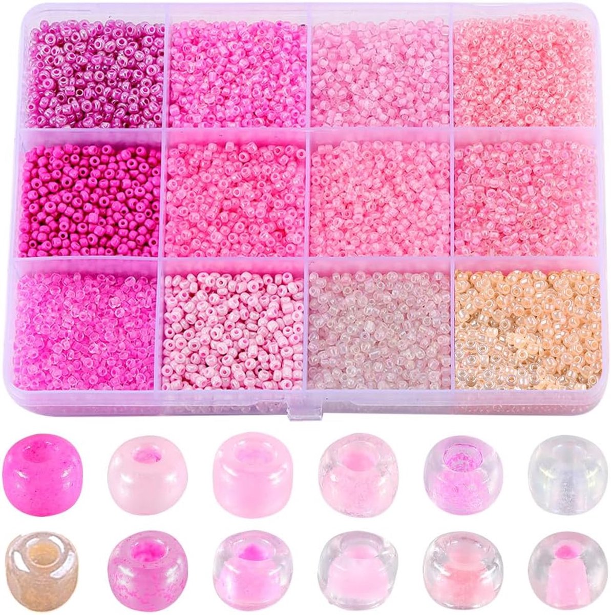 1 x 10 x 320 stuks 2 mm glazen rocailles kralen mini ronde roze