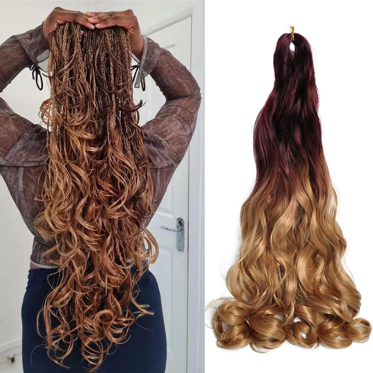 Curl Braiding Hair 24 Inch 8 Packs Pre Stretched Loose Wave Bouncy