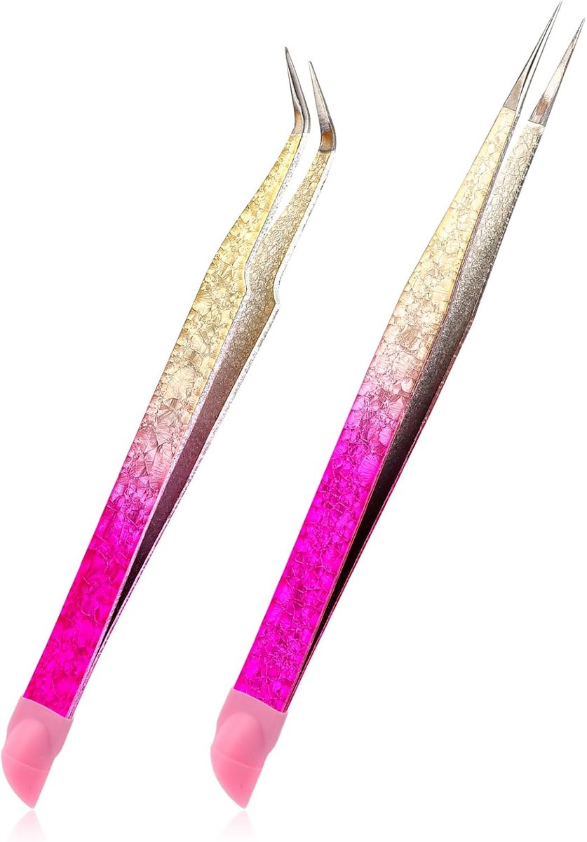 Pincetten Set - Roestvrij Stalen Pincetten - Dubbele Uiteinden - Voor Wimperextensions - Nail Art - Ultradunne Puntige Uiteinden - Nagelpincet
