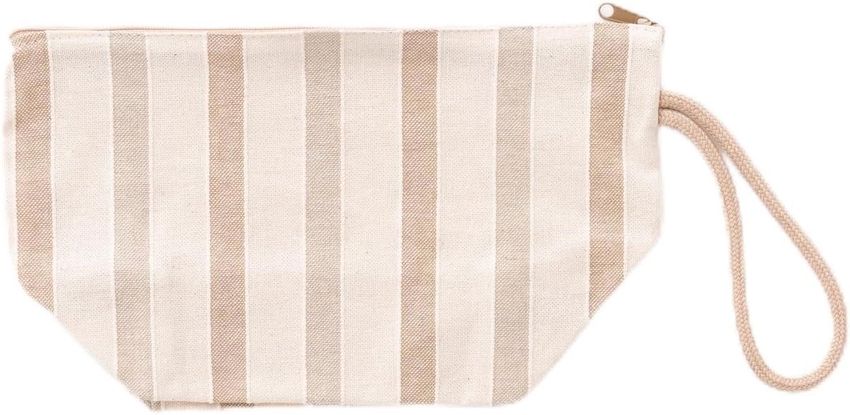 SnelShoppen - Multifunctionele toilettas, middelgroot, gestreept, katoen, make-uptas voor reizen, licht en robuust, ideaal voor make-up, toilettas, me