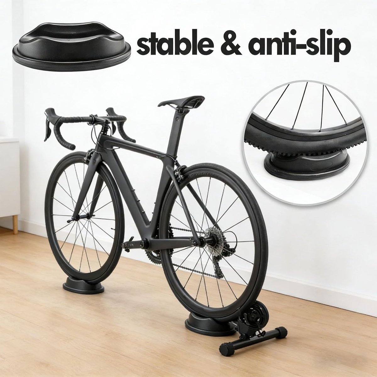 Voorwielblok Fietstrainer - Nivelleringsstandaard Fiets - Indoor Fietsen - Maximale Stabiliteit - 23 x 11.5 x 5.5 cm - Zwart