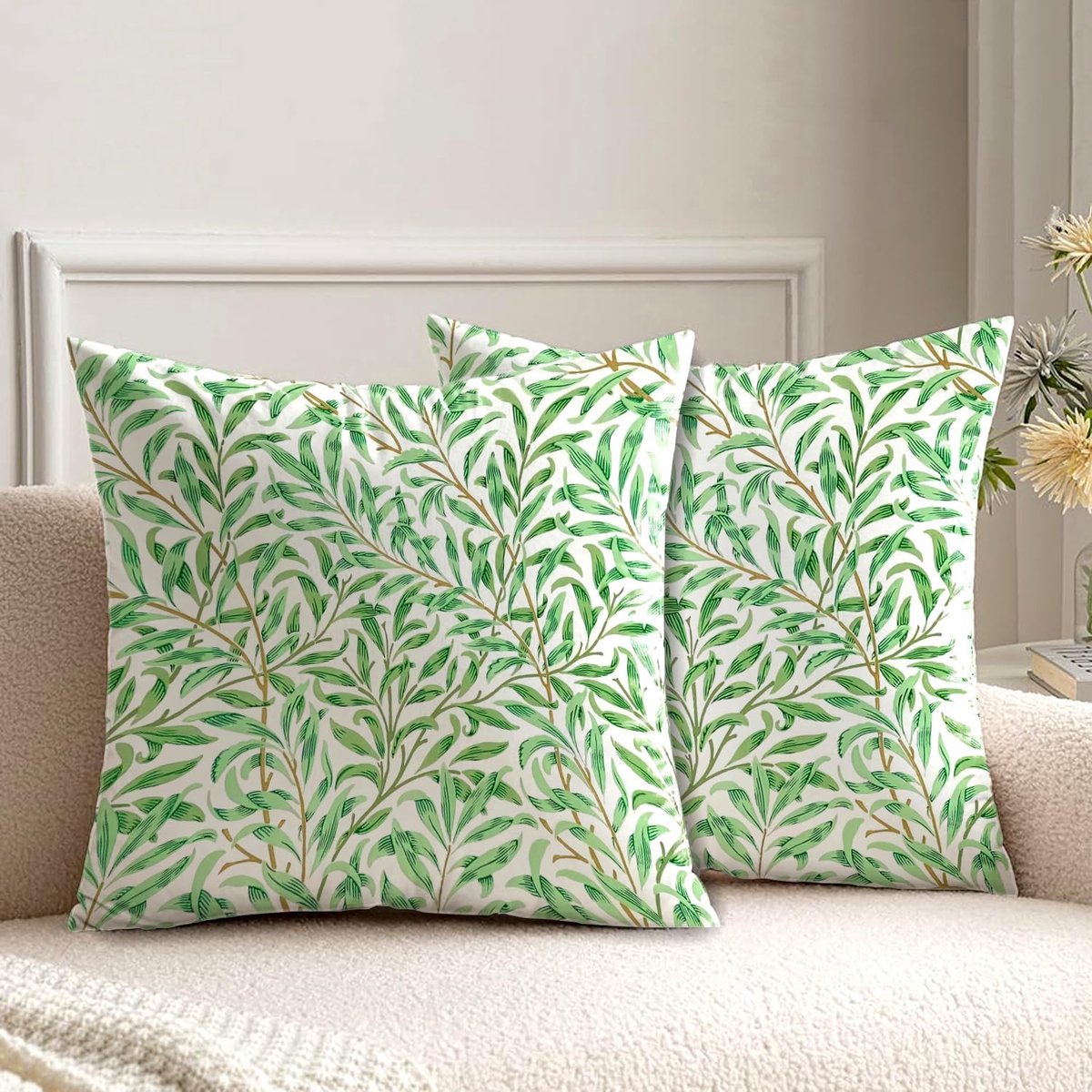 SnelShoppen - Set van 2 Buiten Kussenhoezen Groen Tuin Decoratie Sofa Kussens 45x45cm Dubbelzijdig Zacht Ademend Voor Binnen en Buiten