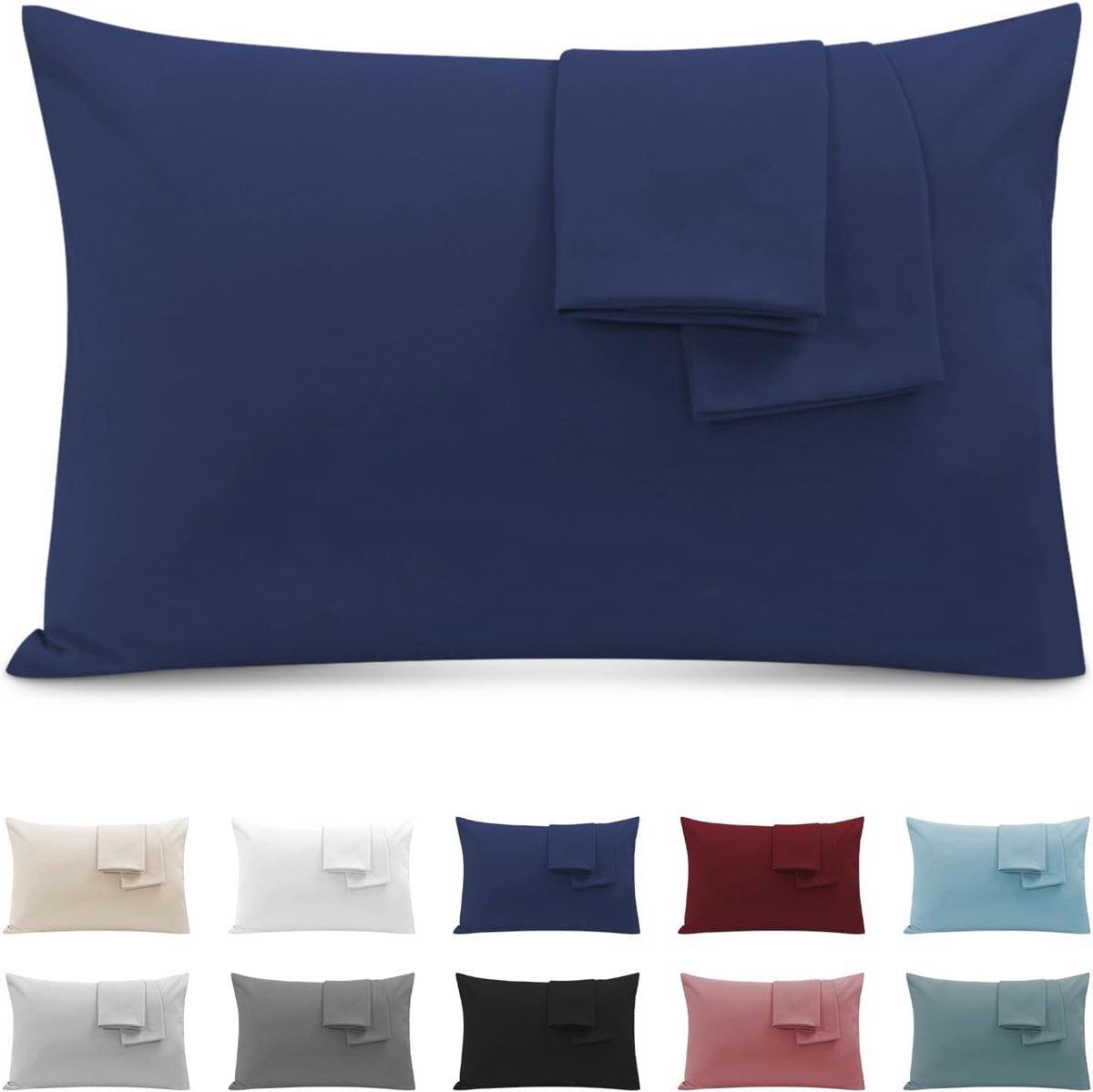 SnelShoppen - Kussenslopen Set van 2 voor Tweepersoonsbed 40x70 cm, Premium Microfiber 110GSM, Hypoallergene, Zachte en Ademende Kussenhoezen met Onzi