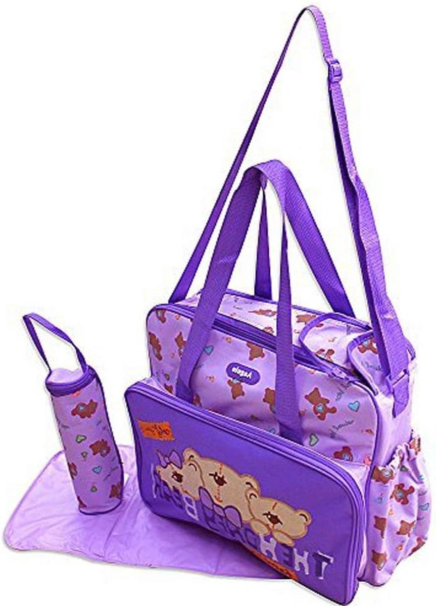 Baby luiertas set - Verzorgingstas babytas - Baby verzorgen - Waterafstotend polyester - 40 x 32 x 17 cm - Paars