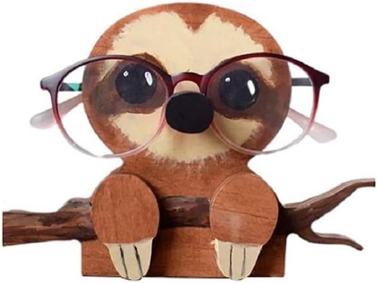 SnelShoppen - Dierenvorm Brilhouder - Schattige Houten Brillenstandaard - Bedside Brilhouder voor Zonnebrillen - Sleutelhanger - Ideaal voor Kinderen,