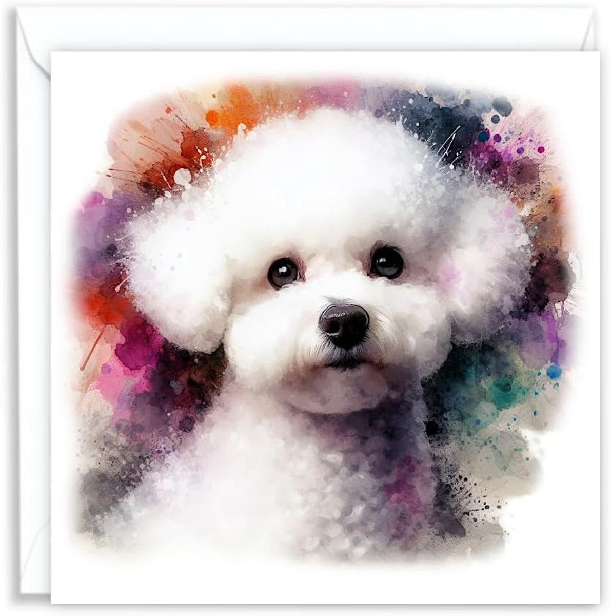 Wenskaart Bichon Frise Aquarel - Artistieke Blanco - Perfect voor hondenliefhebbers - Unieke verrassing - ShopVlot