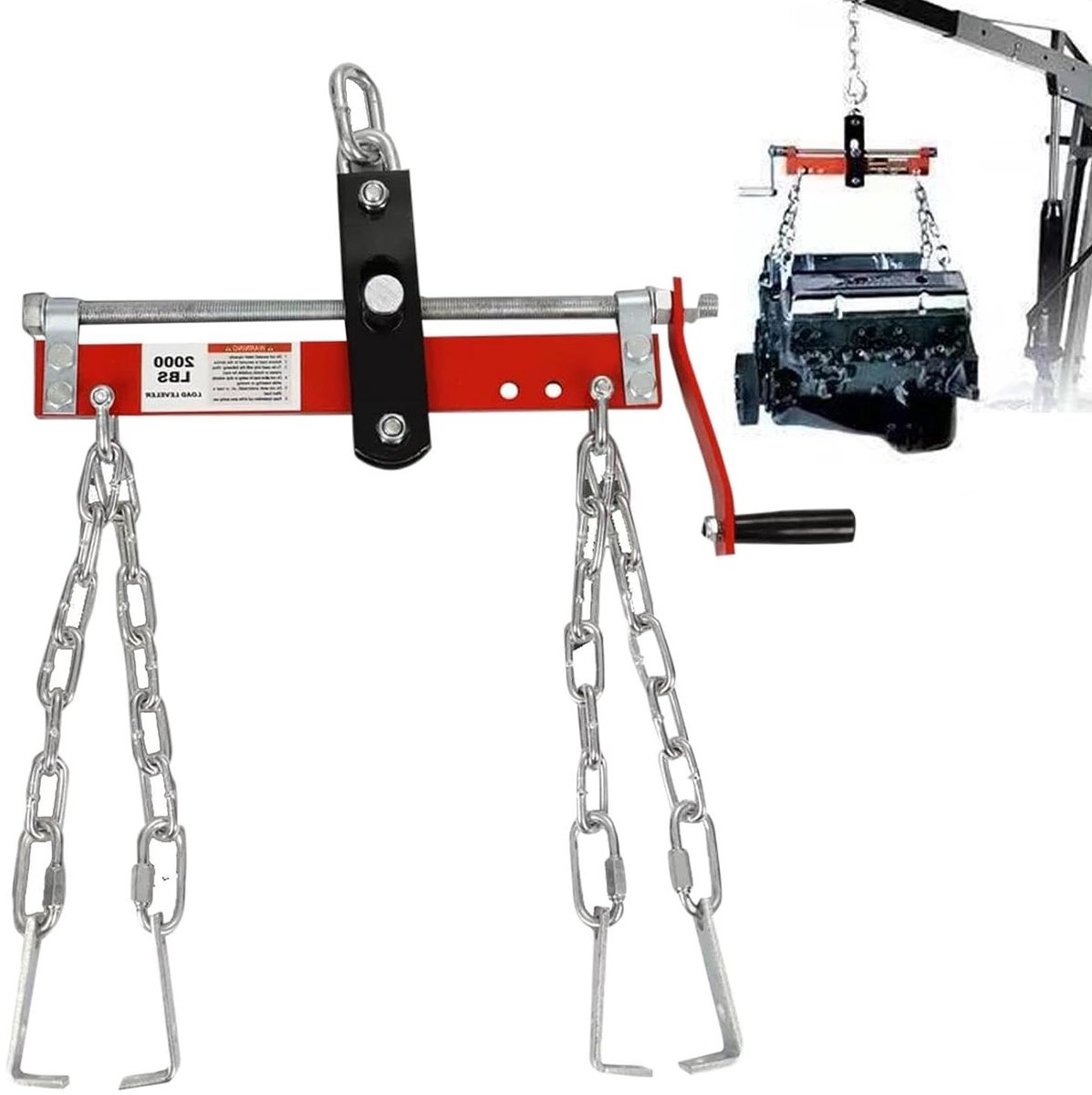 Motor Lift Leveler - Motor Balancer - Motor Hefen - Roestbestendig Staal - 900 kg Capaciteit - Zwart