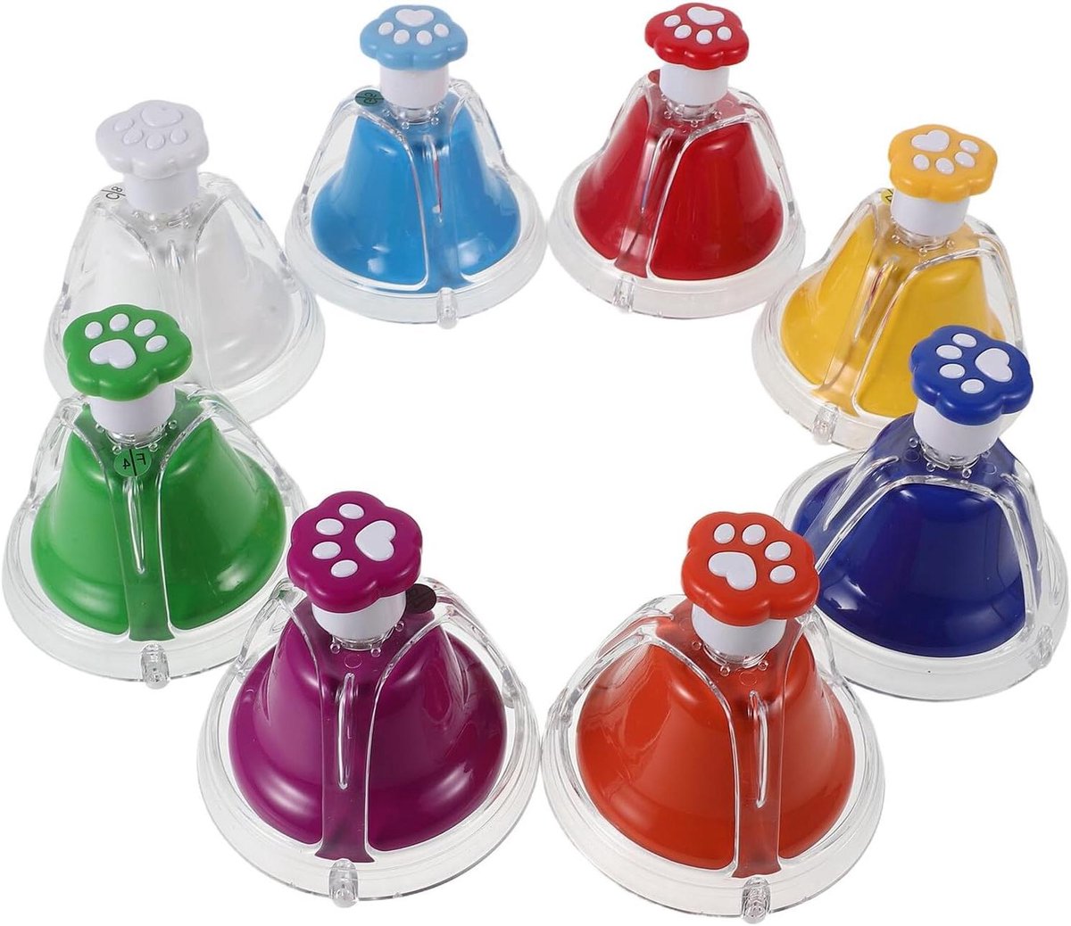 Handbellen Set - Orff Bellen Muziek - Muziek Groepsactiviteiten - Schattig Dierenpoot Ontwerp - 9 cm - Diverse Kleuren