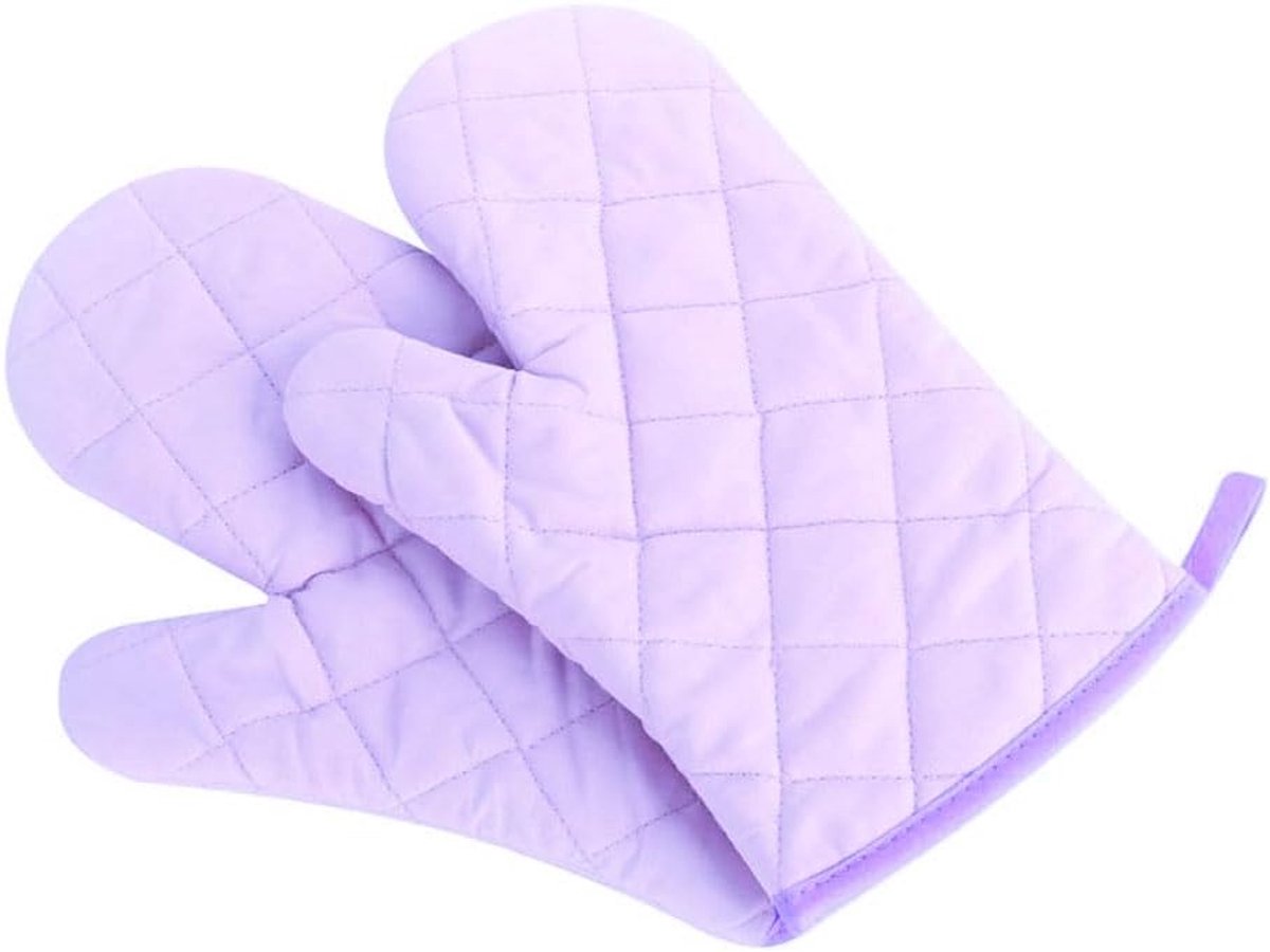 Ovenhandschoenen, hittebestendige ovenwanten, verdikte hittebestendige pannenhandschoenen, pannenlappen, bakhandschoenen, 1 paar (lila)