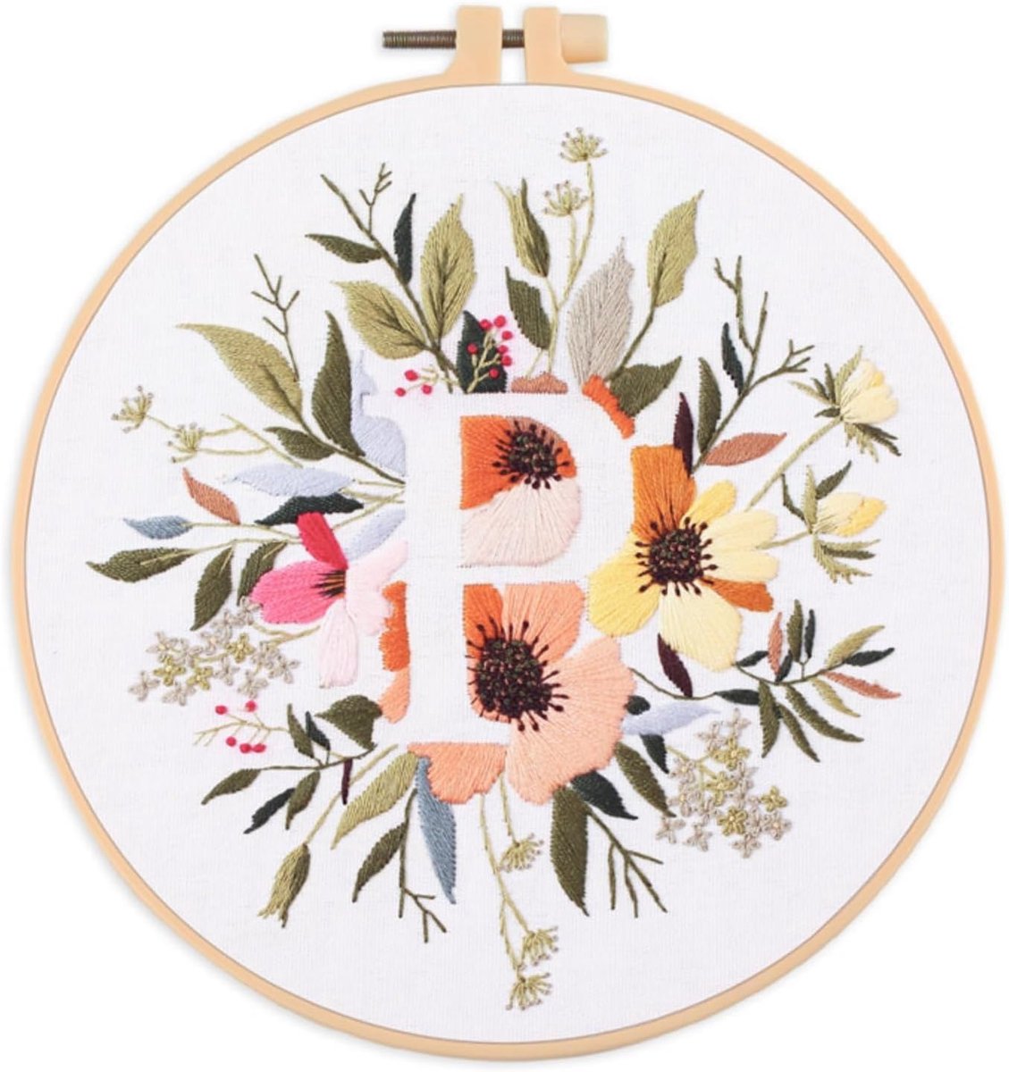 Borduurstarterskit Engelse letter P en bloemen gestempeld met bedrukt patroon kruissteek borduurpakketten (Letter P)