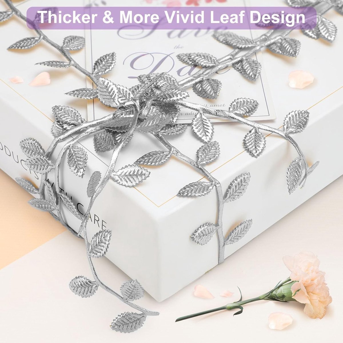 18 meter kerstguirlande cadeau lint voor DIY feest en bruiloft - zilver kleur, decoratie, feestartikelen – foto 2