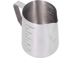 Melkopschuimkan Roestvrij Staal - Koffiekan Opschuimen - Perfect Koffie Schuim - Met Meet schaal - 550ML - Zilver