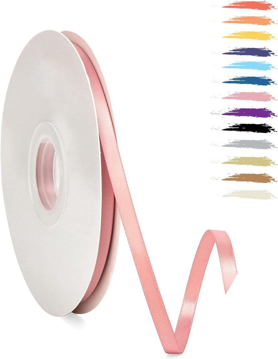 6mm Stoffig Roze Satijnen Lint,95 Meters Decoratie Zijden