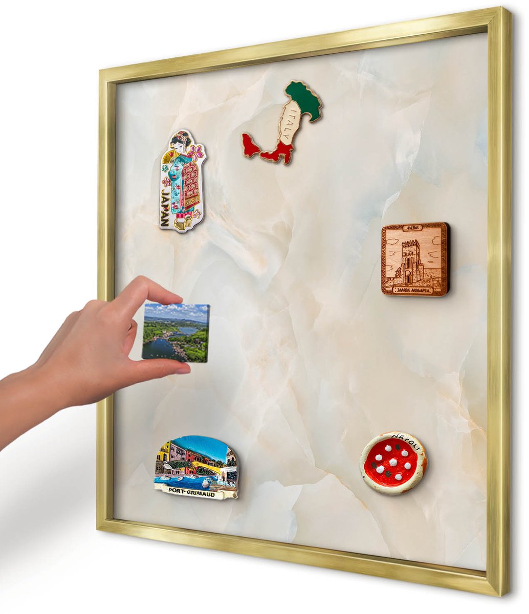 Artprintcave Romig Magneetbord mit Gouden Frame - 50x50 cm - Subtiele Elegantie Magnetisch Bord - Minimalist Magneet Bord mit Frame - Texturen
