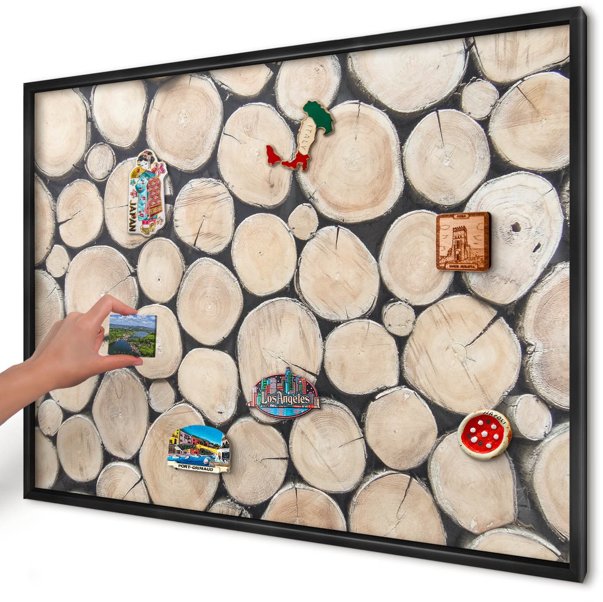 Artprintcave Beige Magneetbord mit Zwart Frame - 100x70 cm - Houtstructuur Magneetbord Voor Keuken - Rustiek Magnetisch Bord Voor Magneten - Texturen